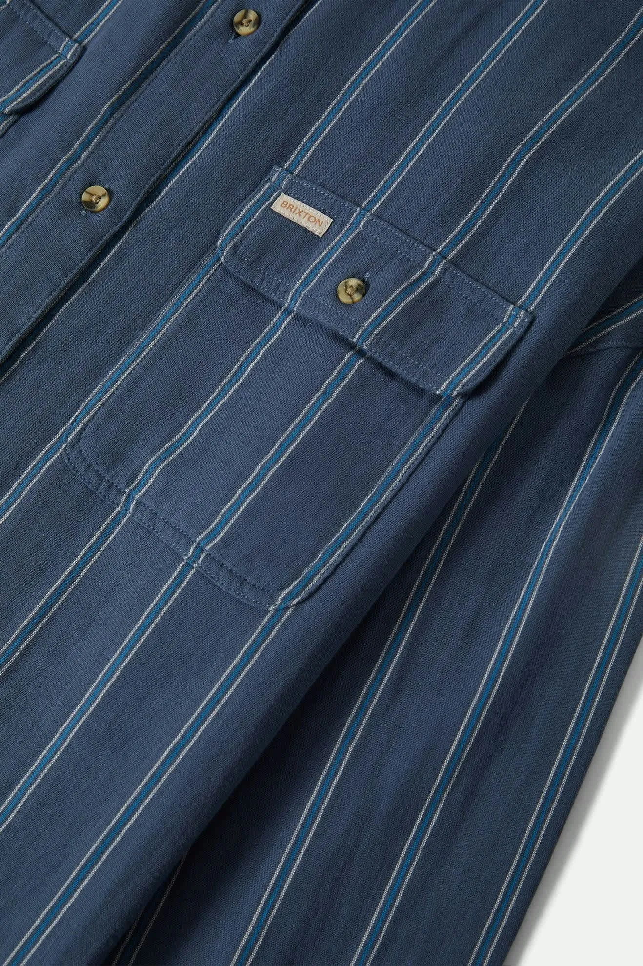 Wandering L/S Overshirt - Berring Sea/White sold by Brixton product image thumbnail 5