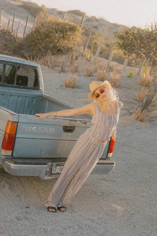 The Alley Lounge Pant - Worn In Robust Red Stripe sold by Brixton