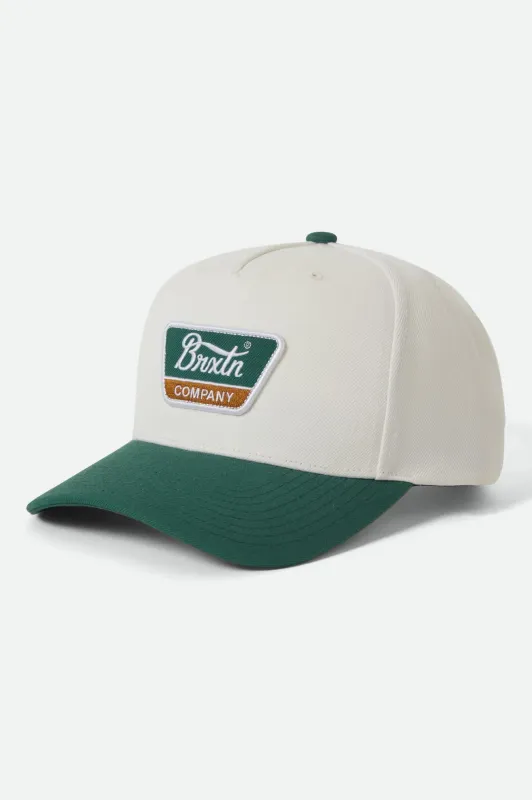 Linwood NetPlus Snapback - Off White/Primal Green sold by Brixton