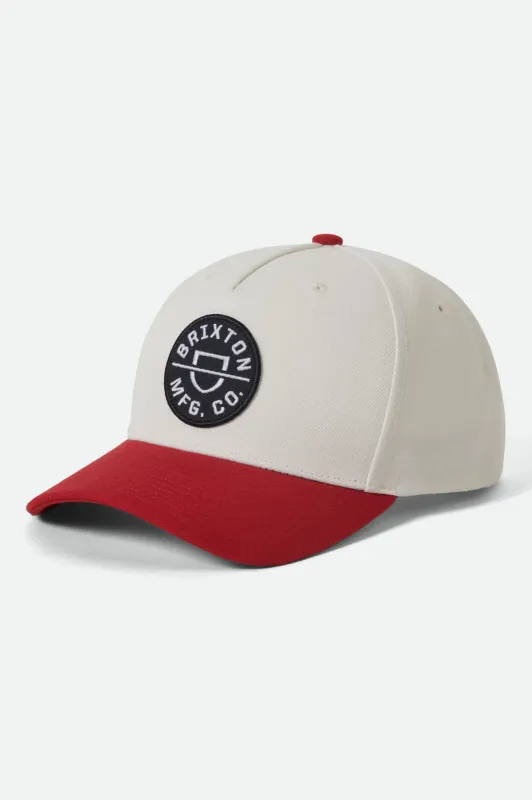 Crest NetPlus Snapback - Off White/Adrenaline Rush sold by Brixton