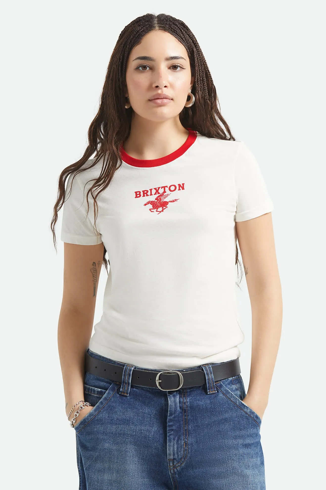 Pegasus Slim Crew T-Shirt - Vintage White sold by Brixton product image thumbnail 4