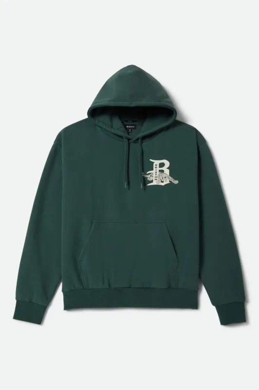 Predator Relaxed Hoodie - Primal Green Worn Wash sold by Brixton