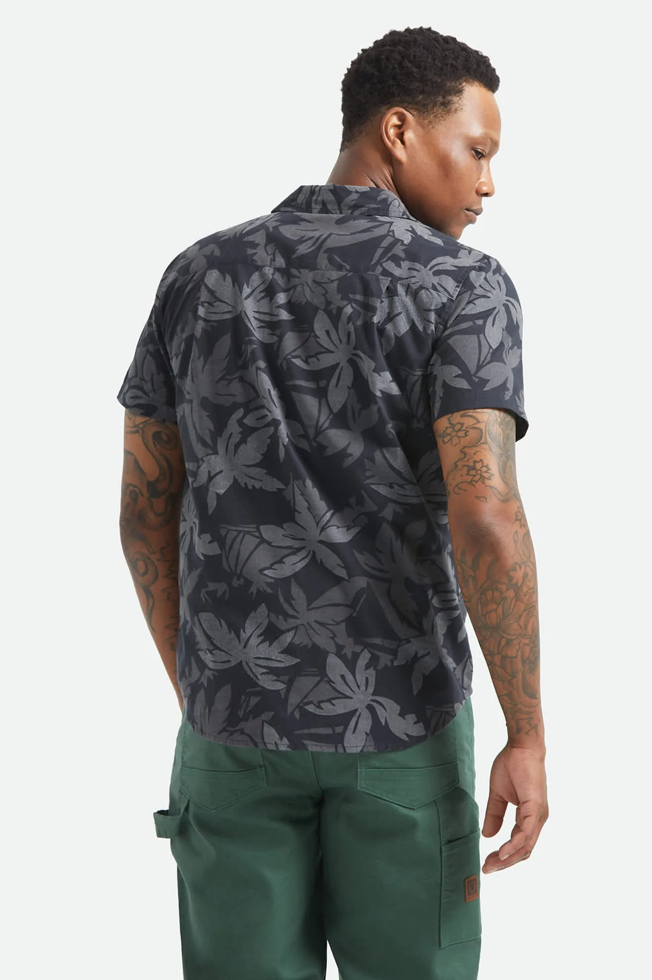 Charter Print Short Sleeve Shirt - Black/Trooper/Future Grey Palm Floral sold by Brixton product image thumbnail 4