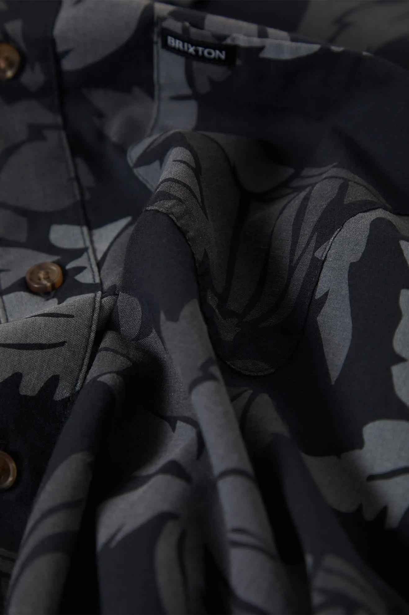 Charter Print Short Sleeve Shirt - Black/Trooper/Future Grey Palm Floral sold by Brixton product image thumbnail 5