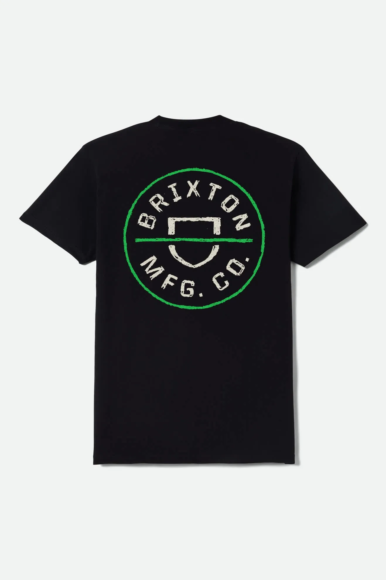 Crest II Short Sleeve Shirt - Black/Stone/Green sold by Brixton