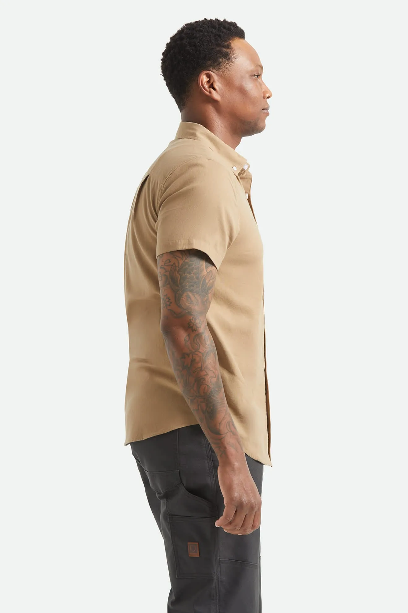 Sanford Short Sleeve Shirt - Khaki sold by Brixton product image thumbnail 3
