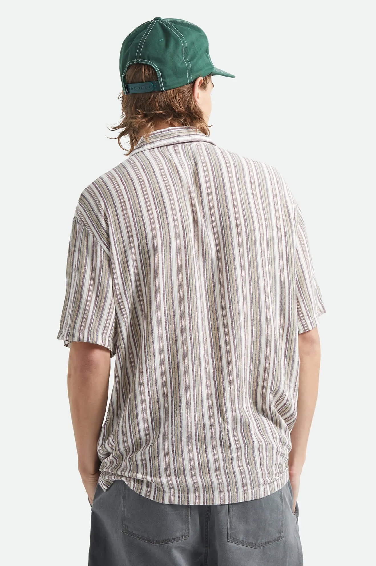Bunker Twisted Stripe Short Sleeve Camp Collar Shirt - Robust Red sold by Brixton product image thumbnail 4