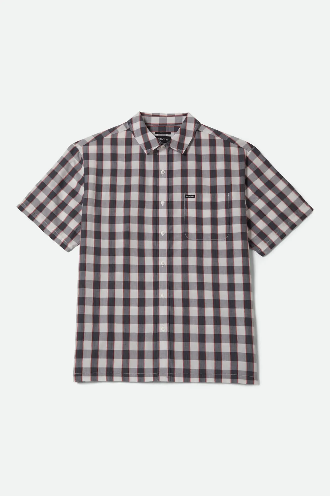 Cru Plaid Short Sleeve Shirt - Black/Off White/Red sold by Brixton