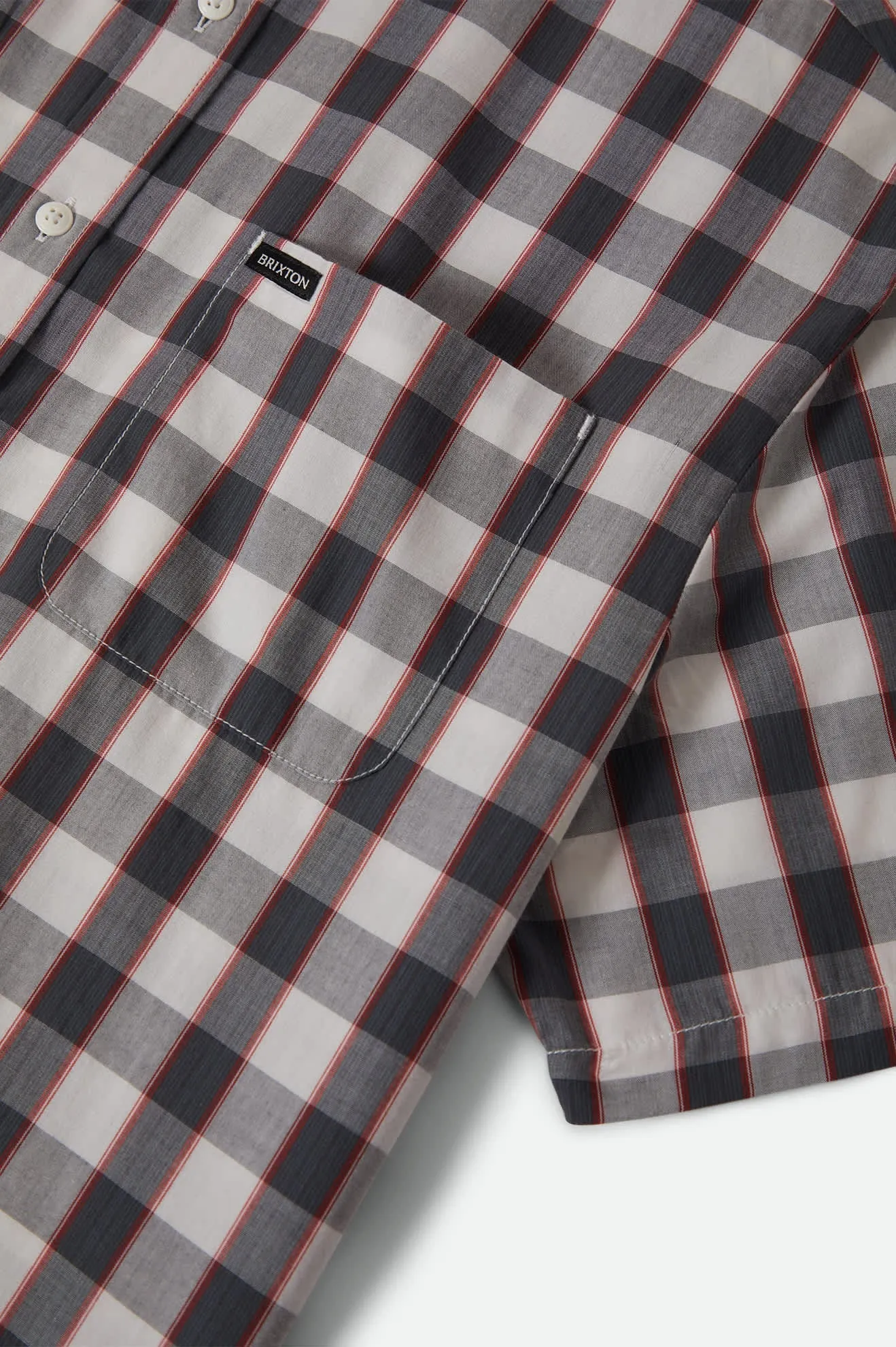 Cru Plaid Short Sleeve Shirt - Black/Off White/Red sold by Brixton product image thumbnail 3