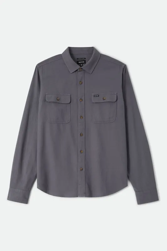 Bowery Lightweight Ultra Soft Flannel - Future Grey sold by Brixton