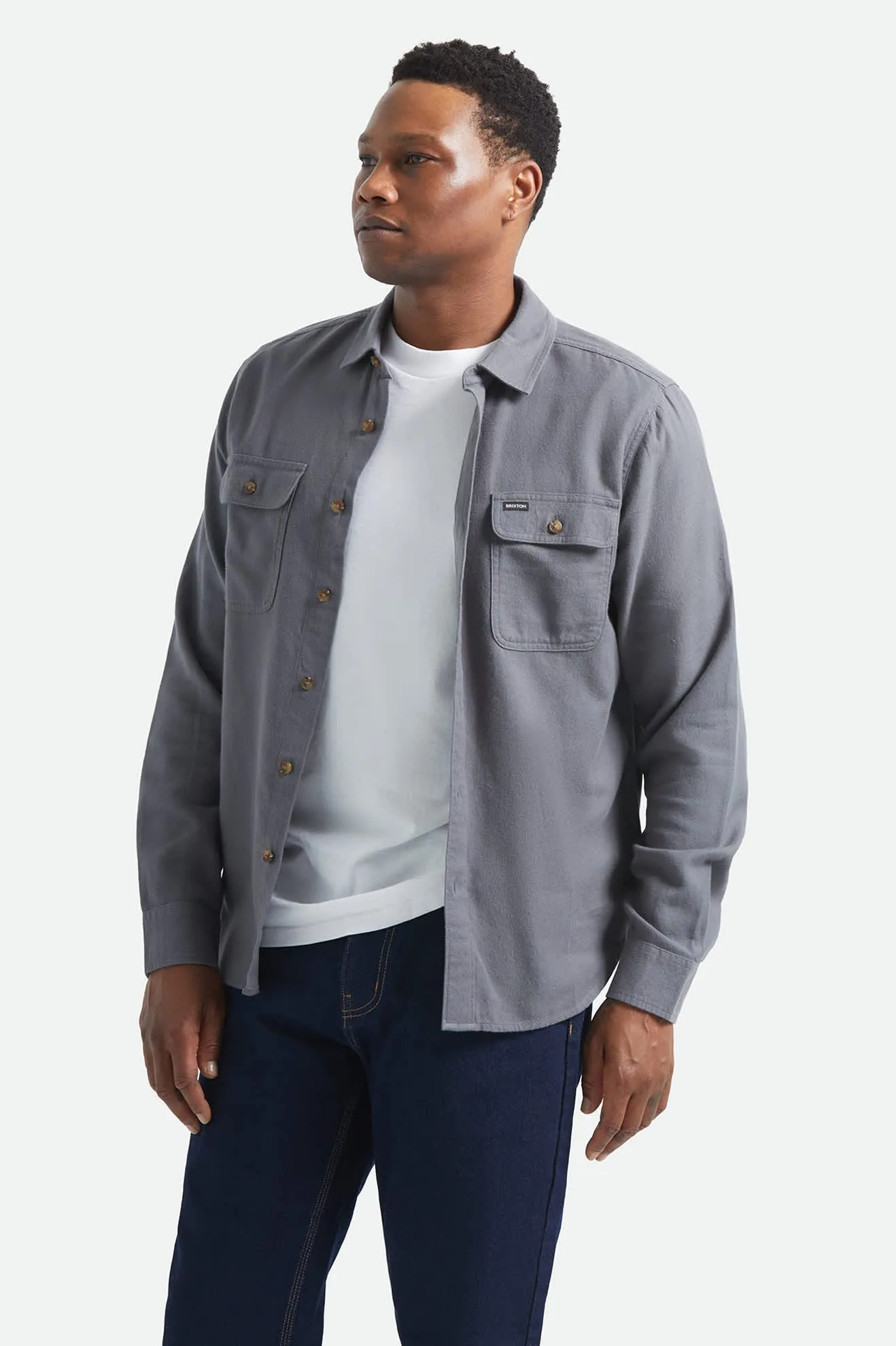 Bowery Lightweight Ultra Soft Flannel - Future Grey sold by Brixton product image thumbnail 5