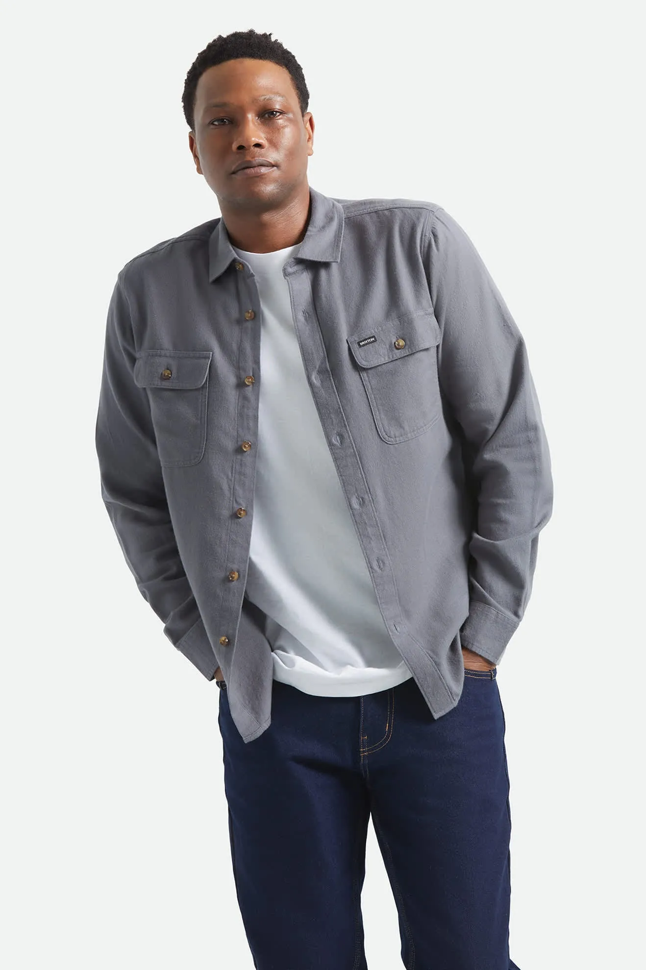 Bowery Lightweight Ultra Soft Flannel - Future Grey sold by Brixton product image thumbnail 2