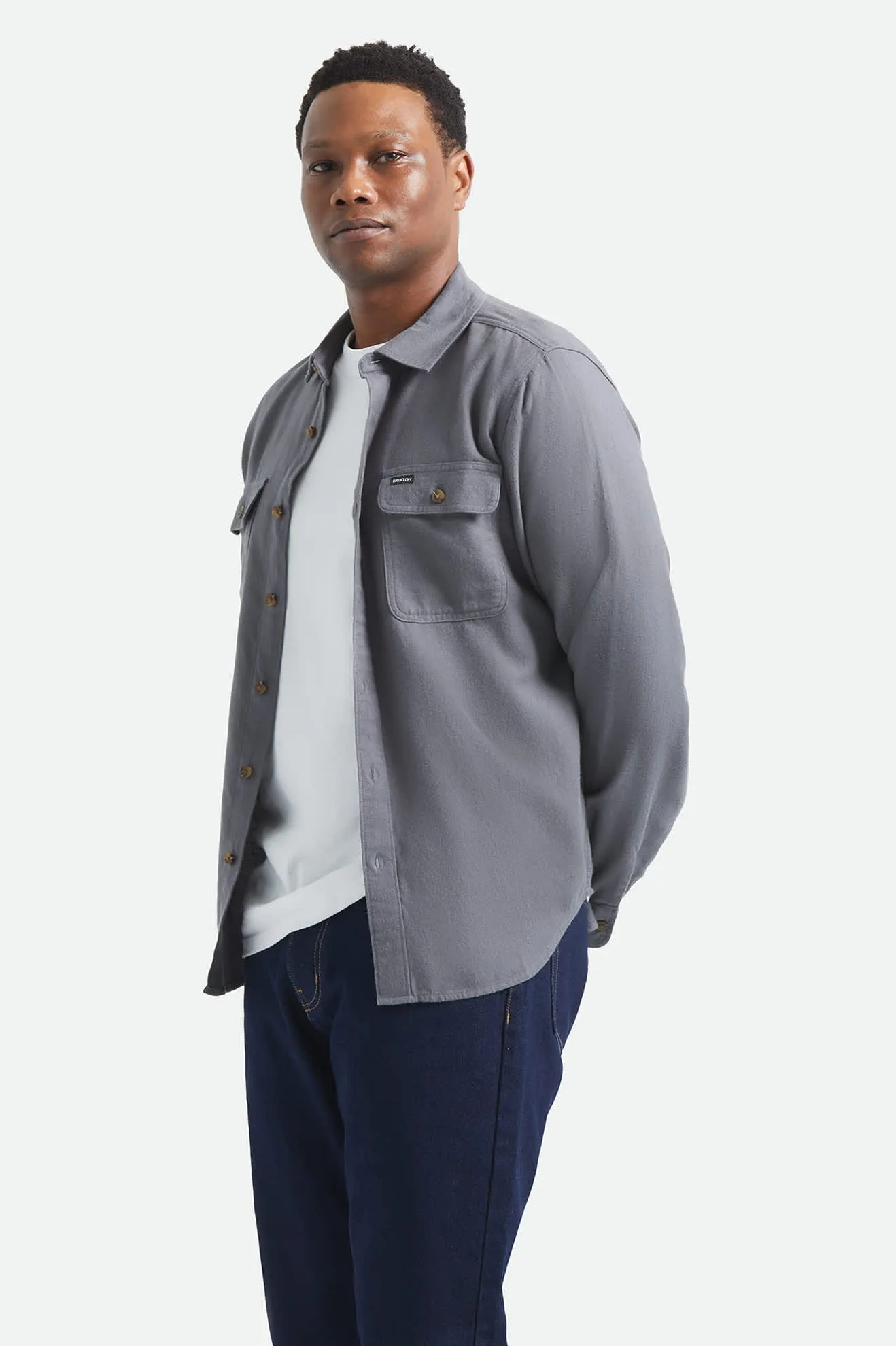 Bowery Lightweight Ultra Soft Flannel - Future Grey sold by Brixton product image thumbnail 3