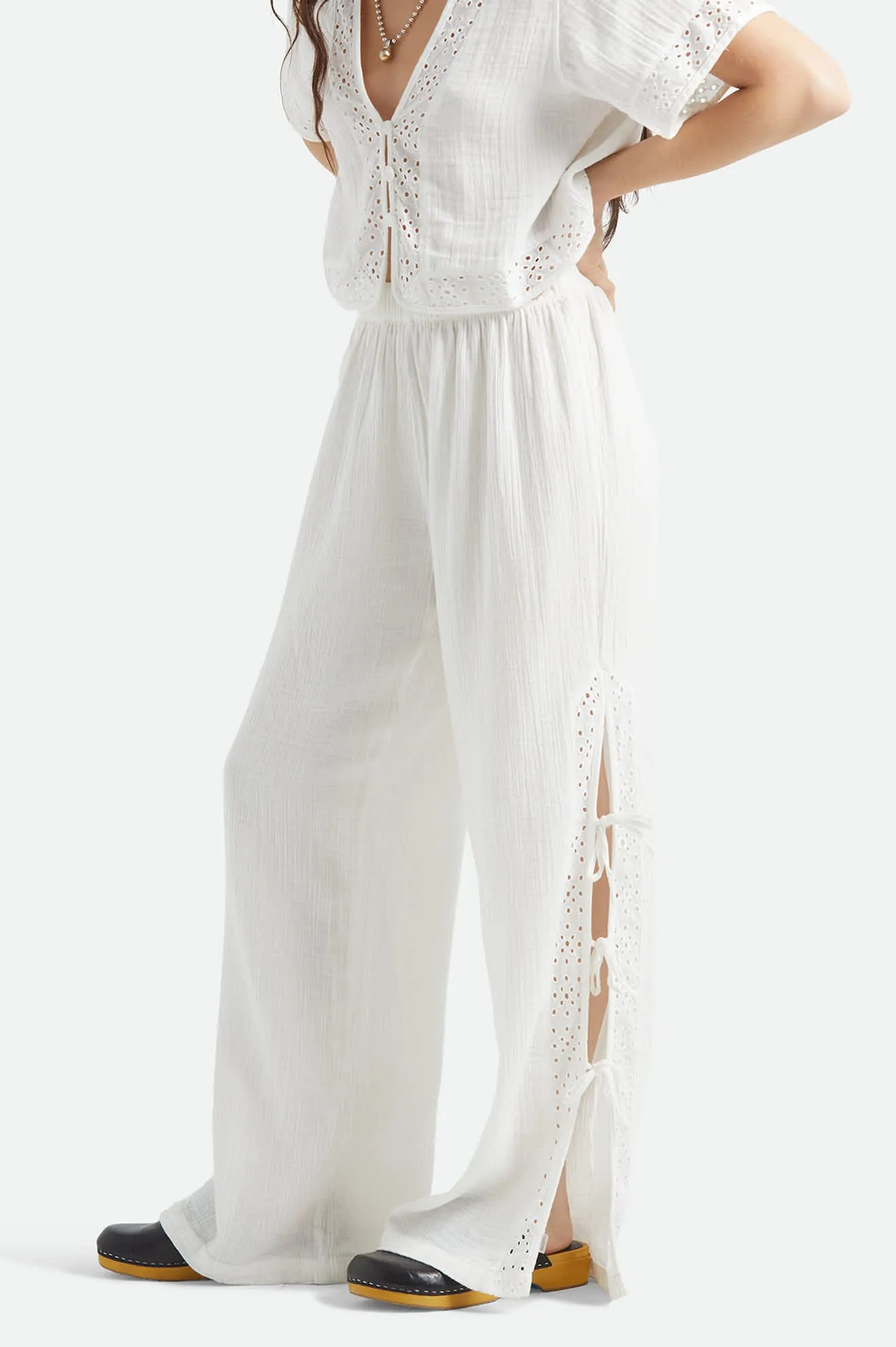 Seaside Eyelet Wide Leg Pant - Off White Eyelet sold by Brixton product image thumbnail 3
