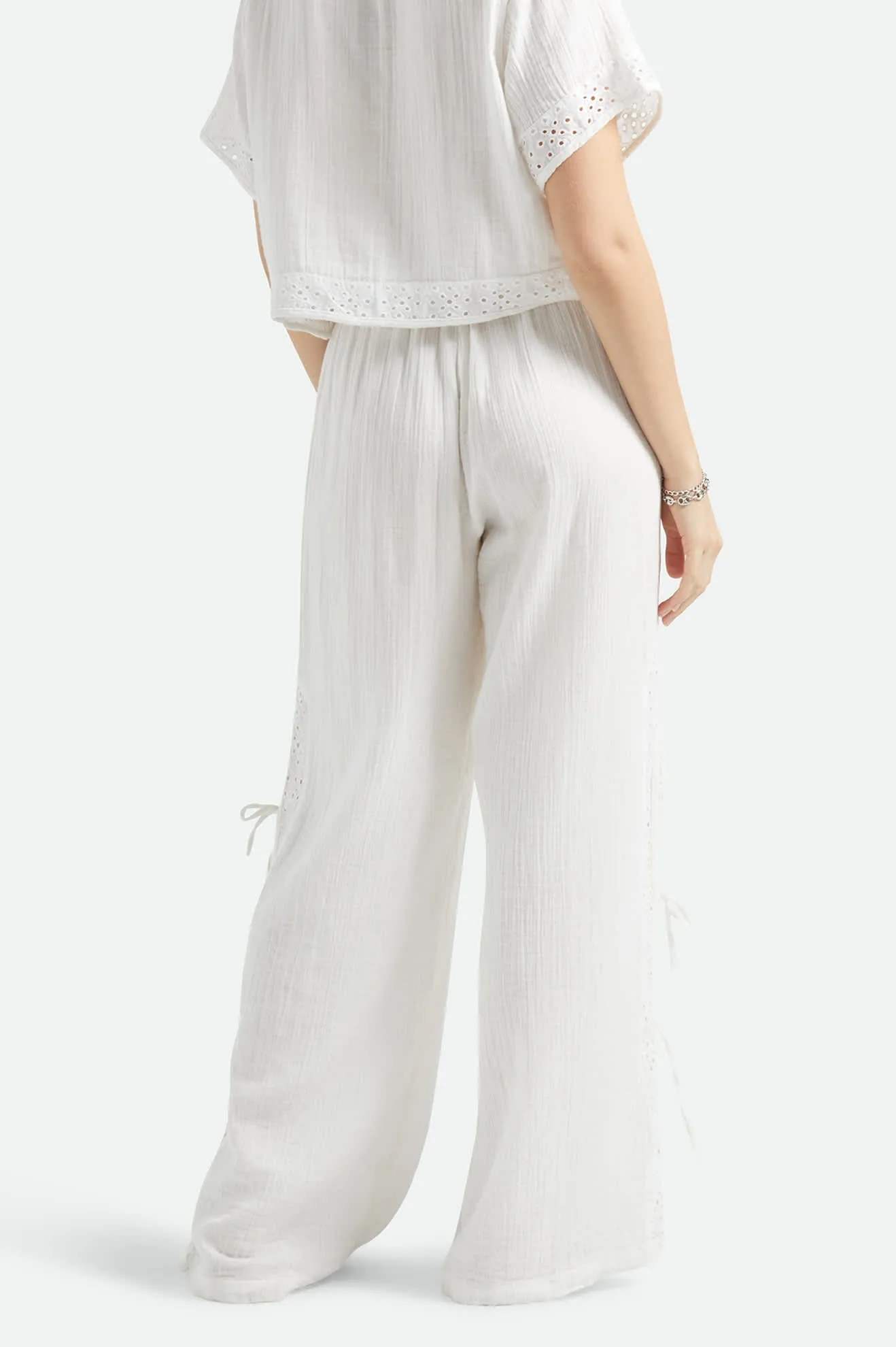 Seaside Eyelet Wide Leg Pant - Off White Eyelet sold by Brixton product image thumbnail 4