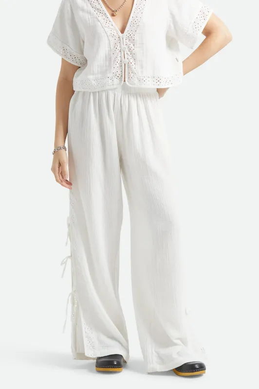 Seaside Eyelet Wide Leg Pant - Off White Eyelet sold by Brixton