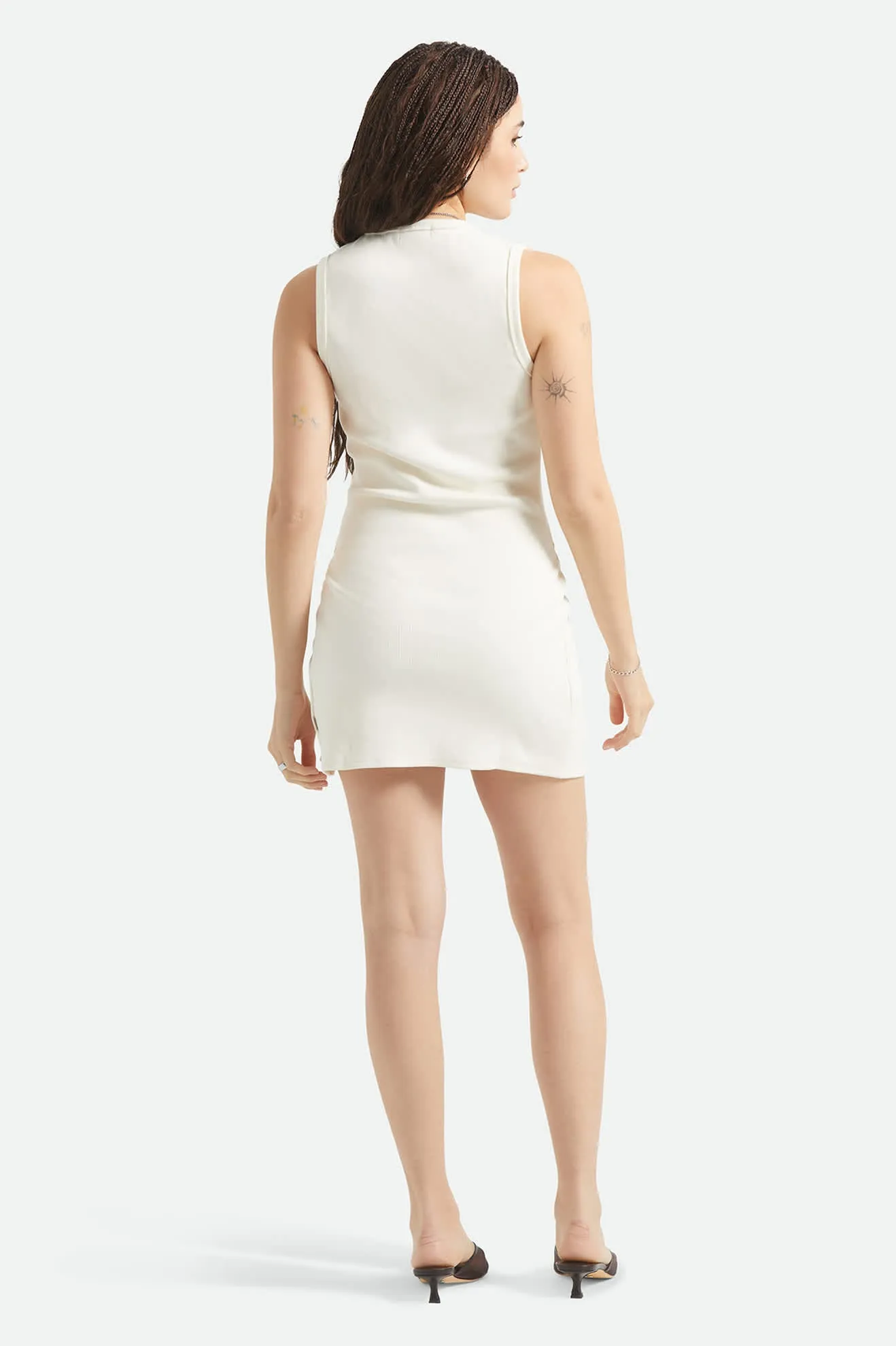 Ribbed Cinch Mini Dress - Off White sold by Brixton product image thumbnail 4