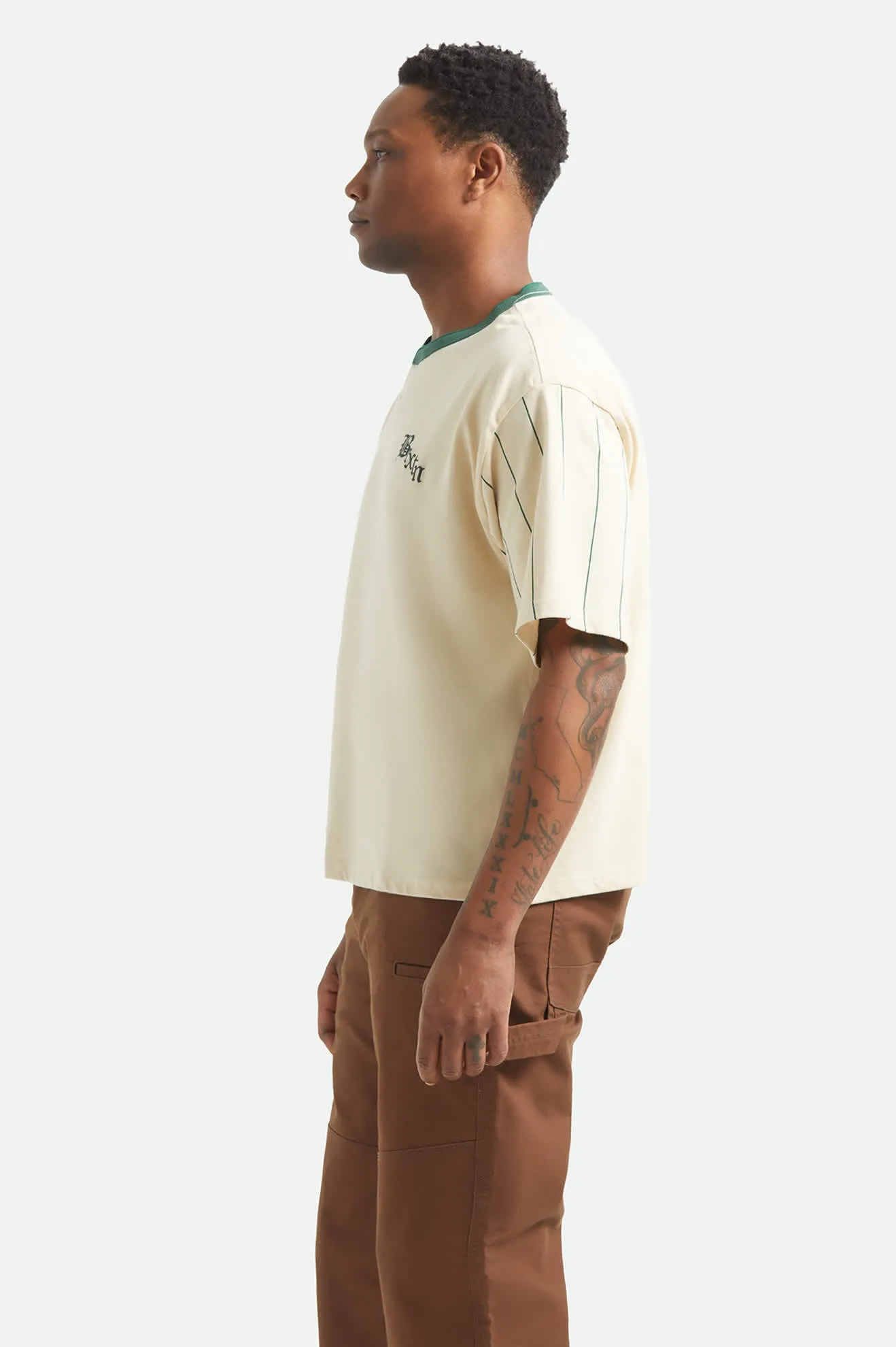 Boxy Short Sleeve Baseball T-Shirt - Whitecap/Primal Green sold by Brixton product image thumbnail 3