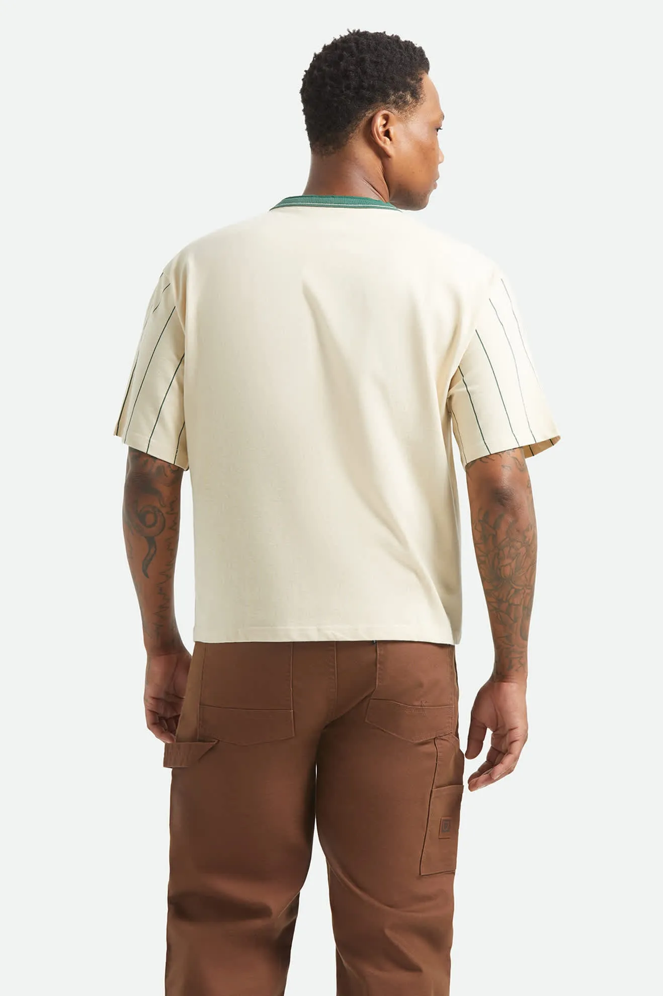 Boxy Short Sleeve Baseball T-Shirt - Whitecap/Primal Green sold by Brixton product image thumbnail 4
