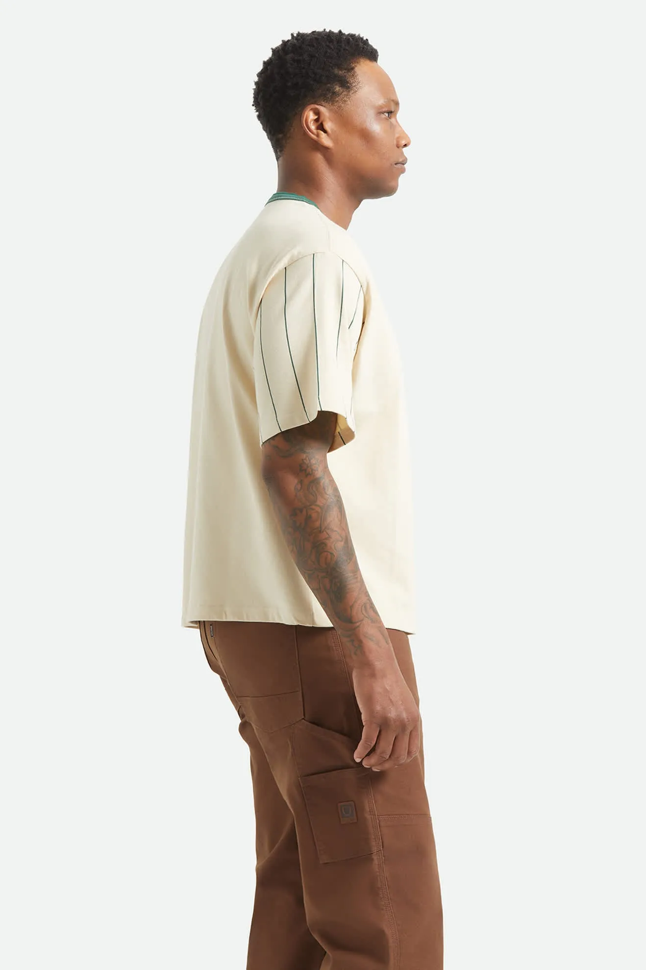 Boxy Short Sleeve Baseball T-Shirt - Whitecap/Primal Green sold by Brixton product image thumbnail 5