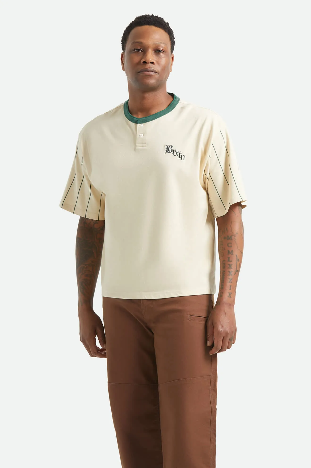 Boxy Short Sleeve Baseball T-Shirt - Whitecap/Primal Green sold by Brixton product image thumbnail 2