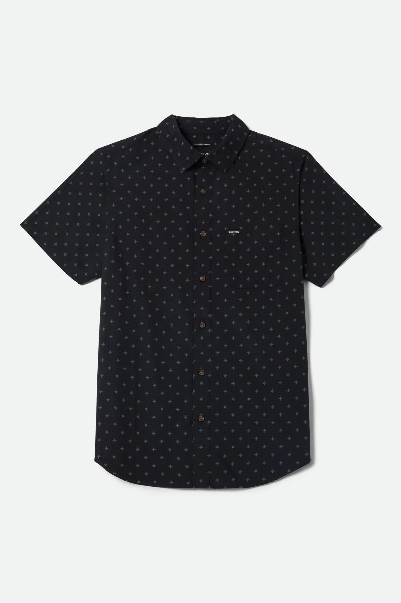 Charter Print Short Sleeve Shirt - Future Grey Diamond Tile sold by Brixton