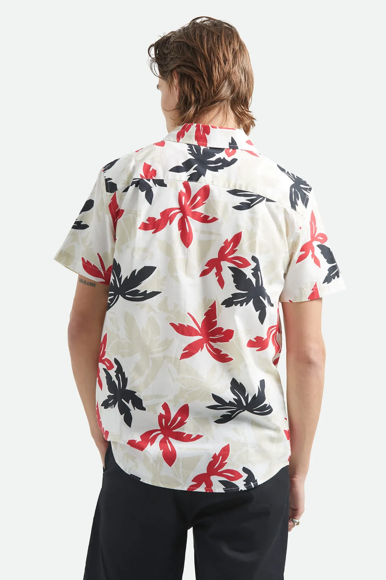 Charter Print Short Sleeve Shirt - Off White/Black/Red Palm Floral sold by Brixton product image thumbnail 4