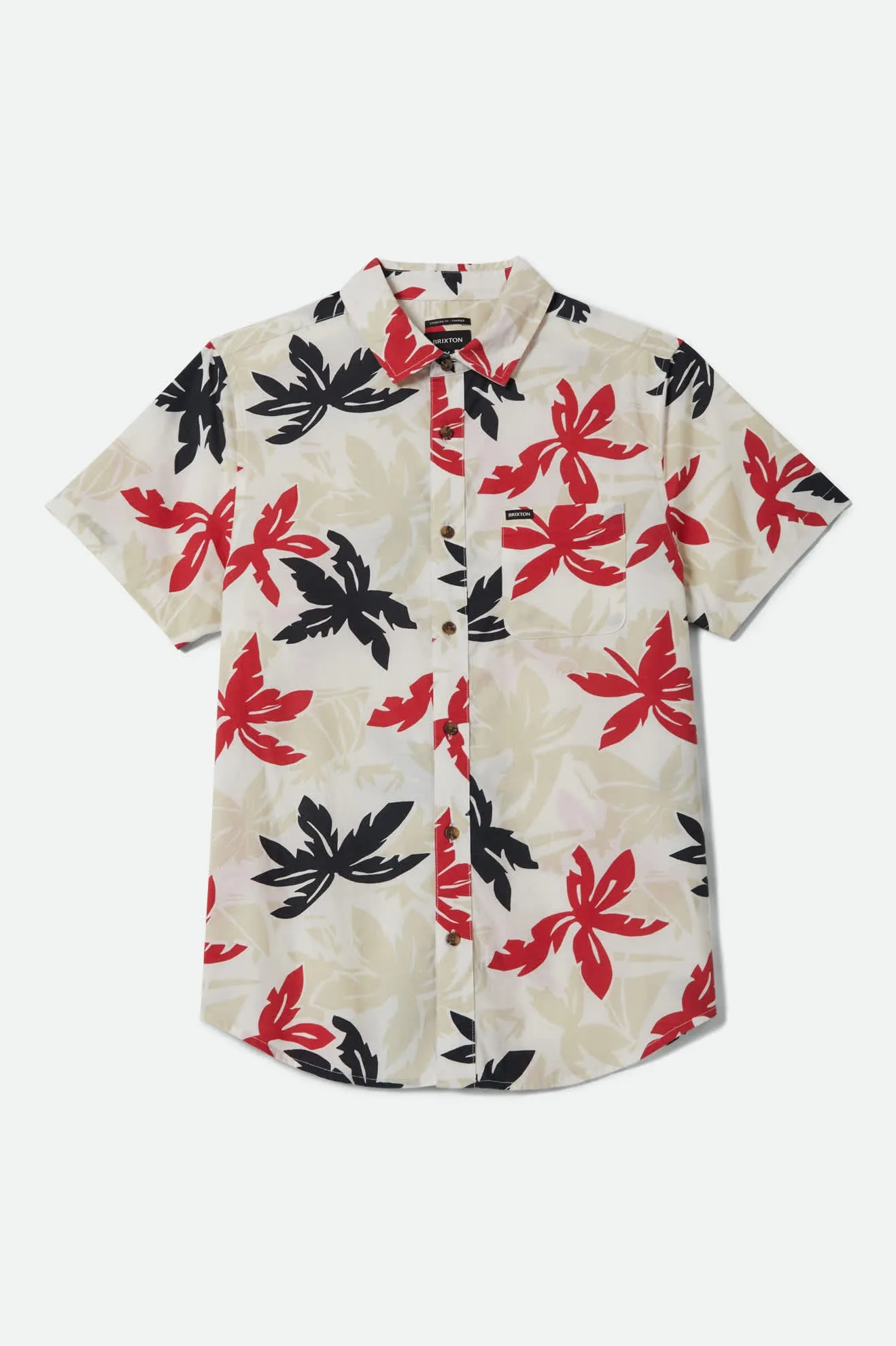 Charter Print Short Sleeve Shirt - Off White/Black/Red Palm Floral sold by Brixton