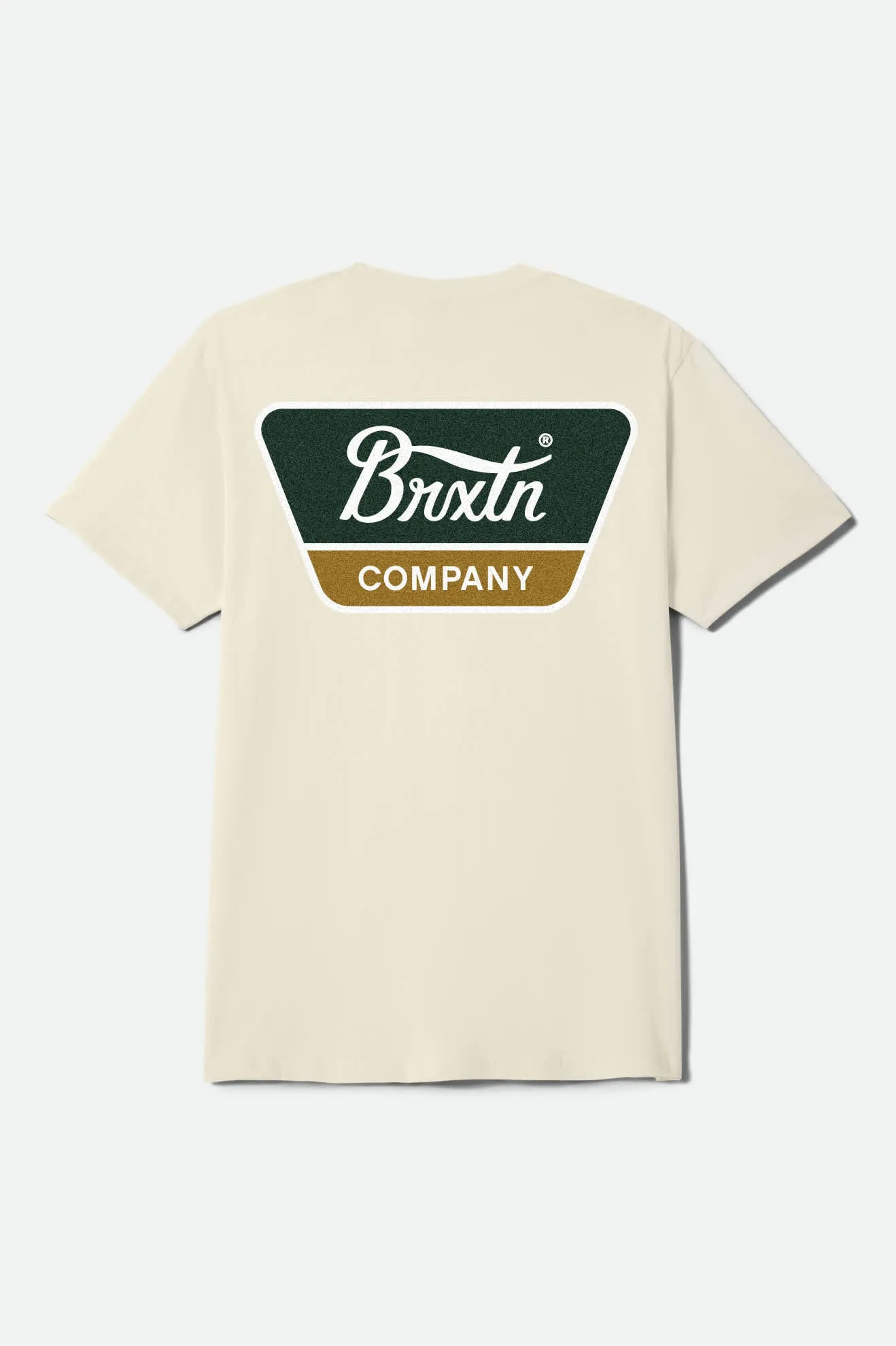 Linwood Short Sleeve Shirt - Cream/Dark Green/Metal Bronze sold by Brixton
