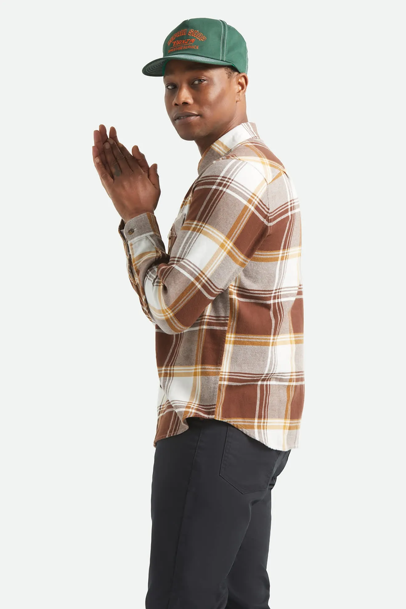Bowery Lightweight Ultra Soft Flannel - Chocolate/Off White sold by Brixton product image thumbnail 3