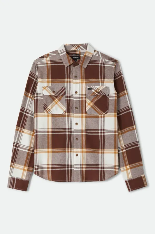 Bowery Lightweight Ultra Soft Flannel - Chocolate/Off White sold by Brixton