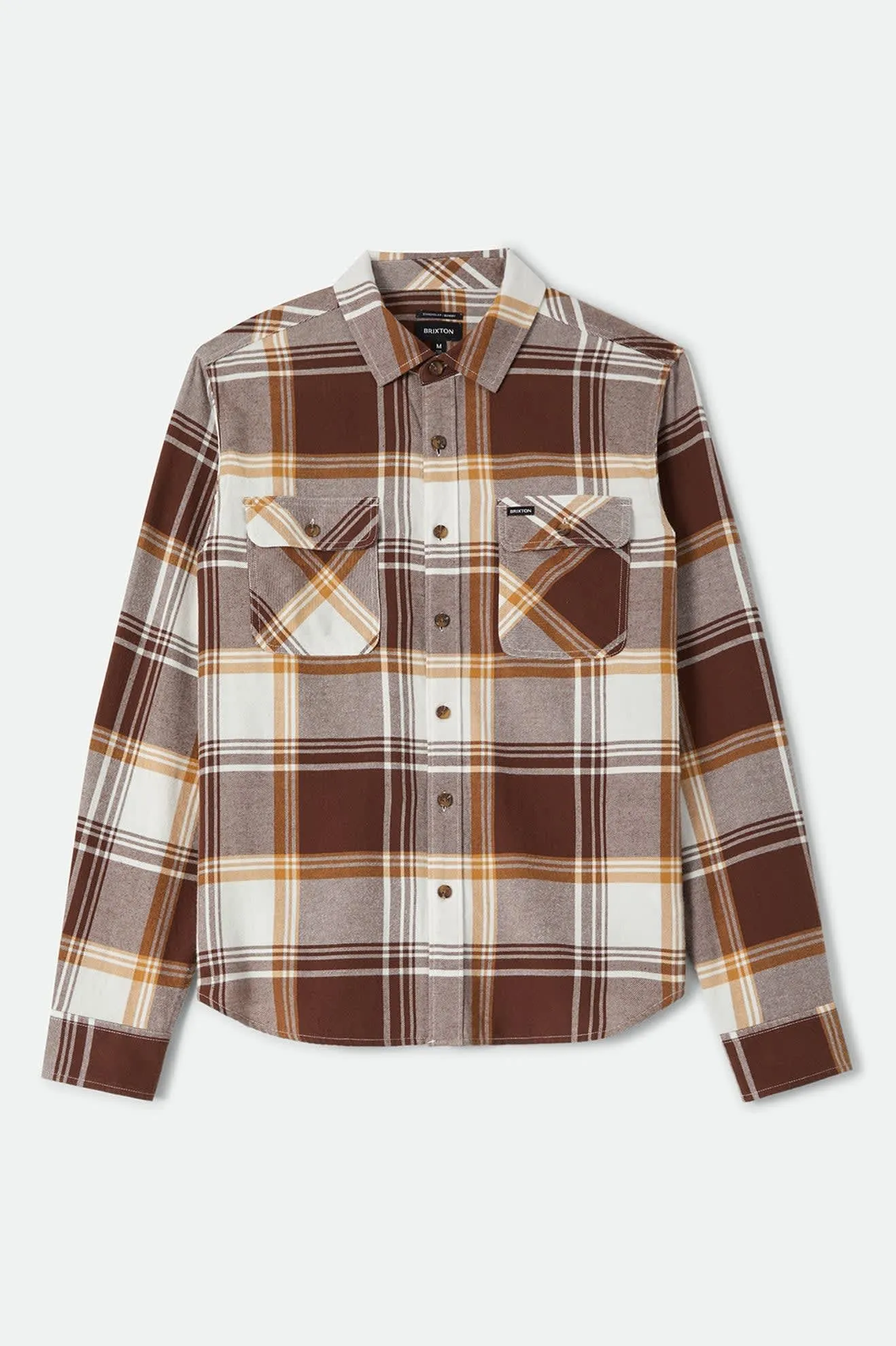 Bowery Lightweight Ultra Soft Flannel - Chocolate/Off White sold by Brixton