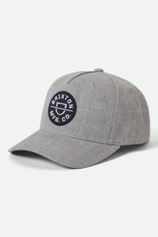 Crest NetPlus Snapback - Light Heather Grey/Light Heather Grey sold by Brixton