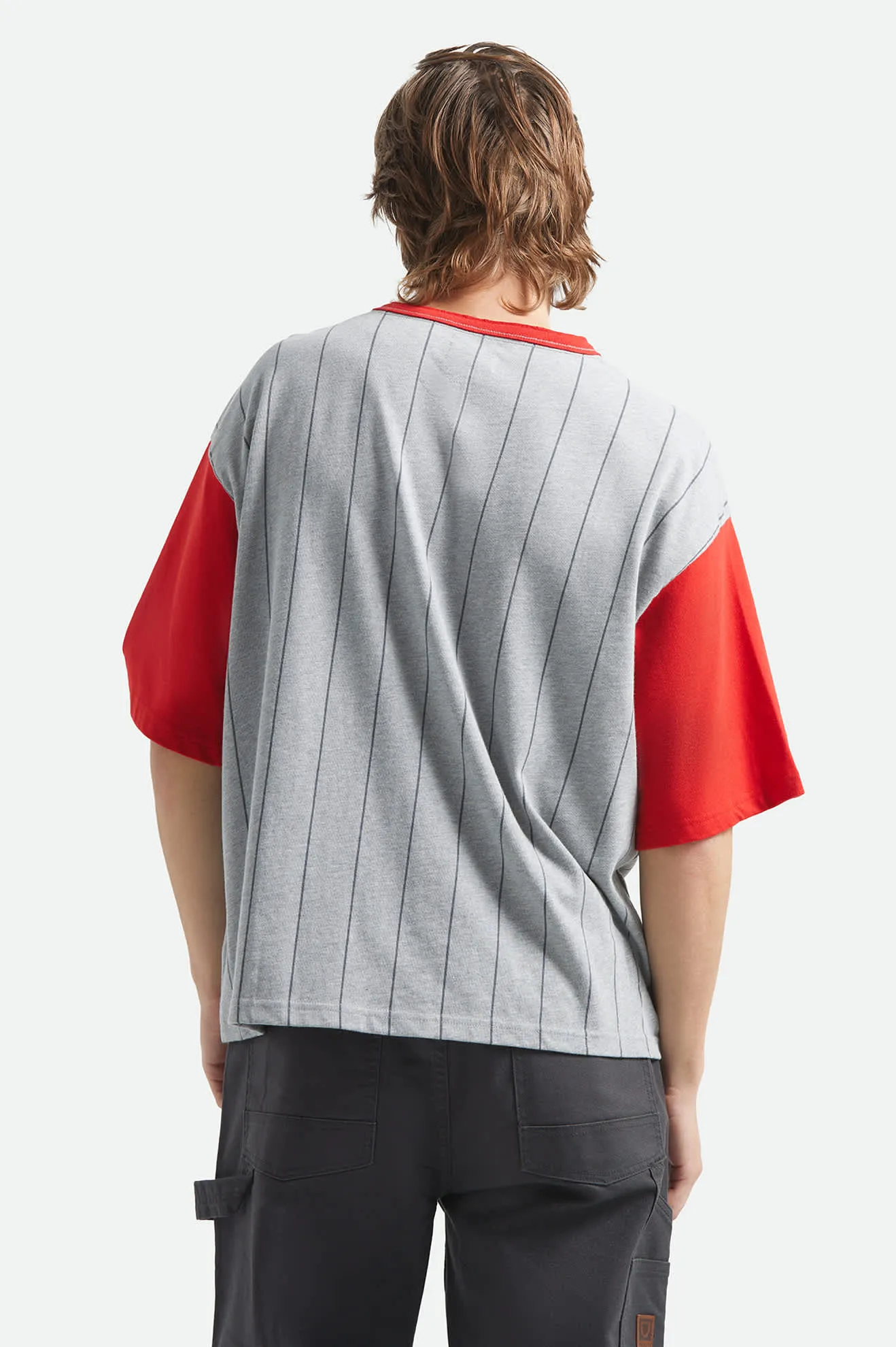 Boxy Short Sleeve Baseball T-Shirt - Heather Grey/Adrenaline Rush sold by Brixton product image thumbnail 4