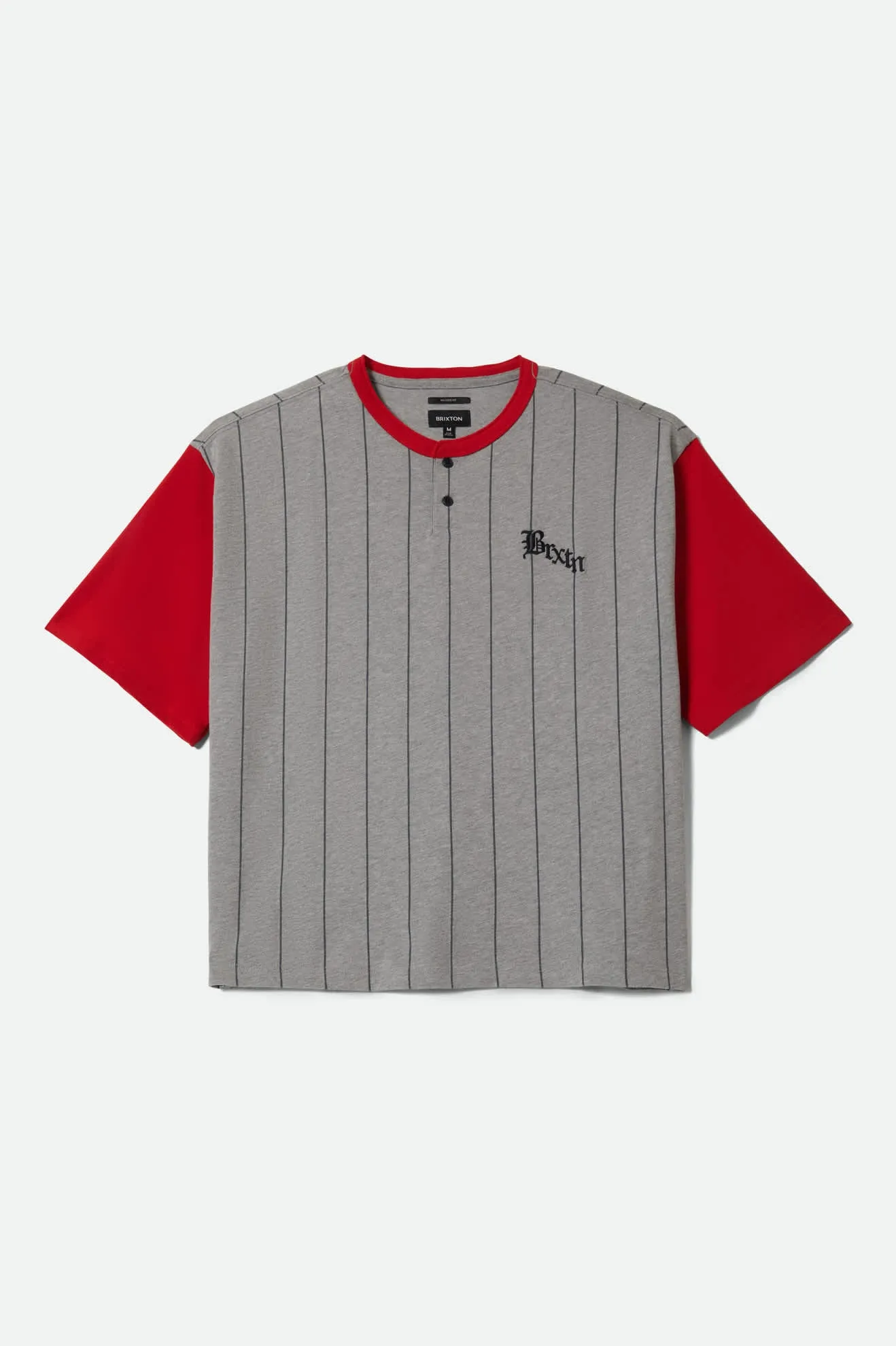 Boxy Short Sleeve Baseball T-Shirt - Heather Grey/Adrenaline Rush sold by Brixton