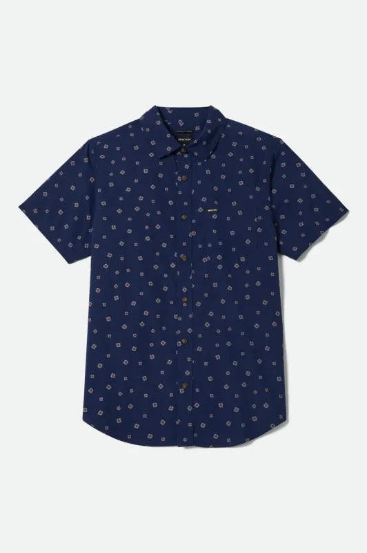 Charter Print Short Sleeve Shirt - Midnight Blue Geo sold by Brixton