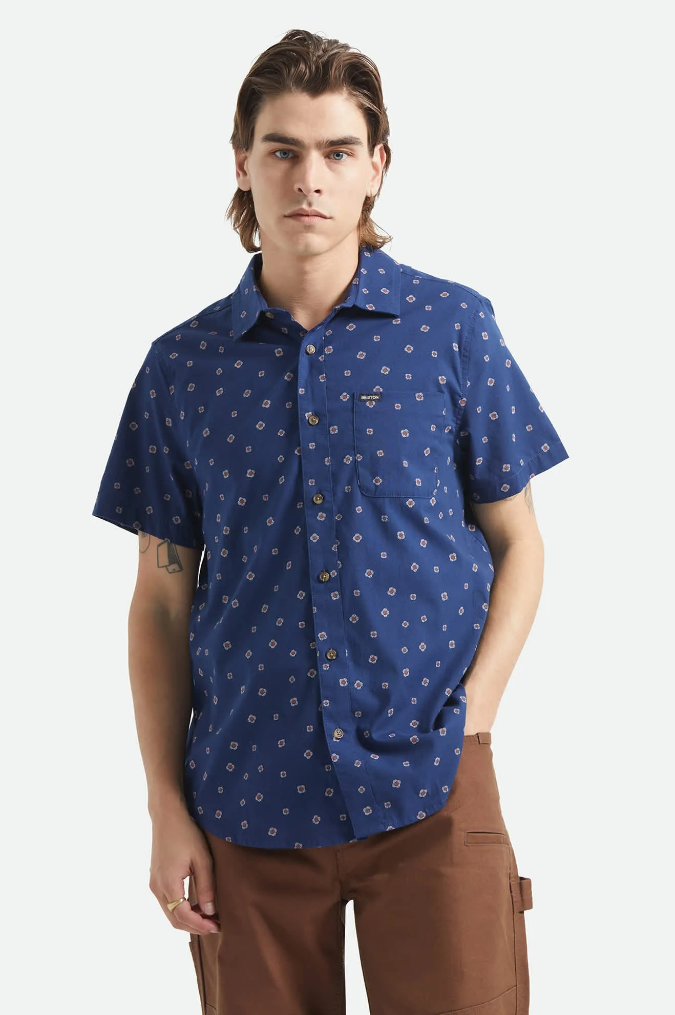 Charter Print Short Sleeve Shirt - Midnight Blue Geo sold by Brixton product image thumbnail 2