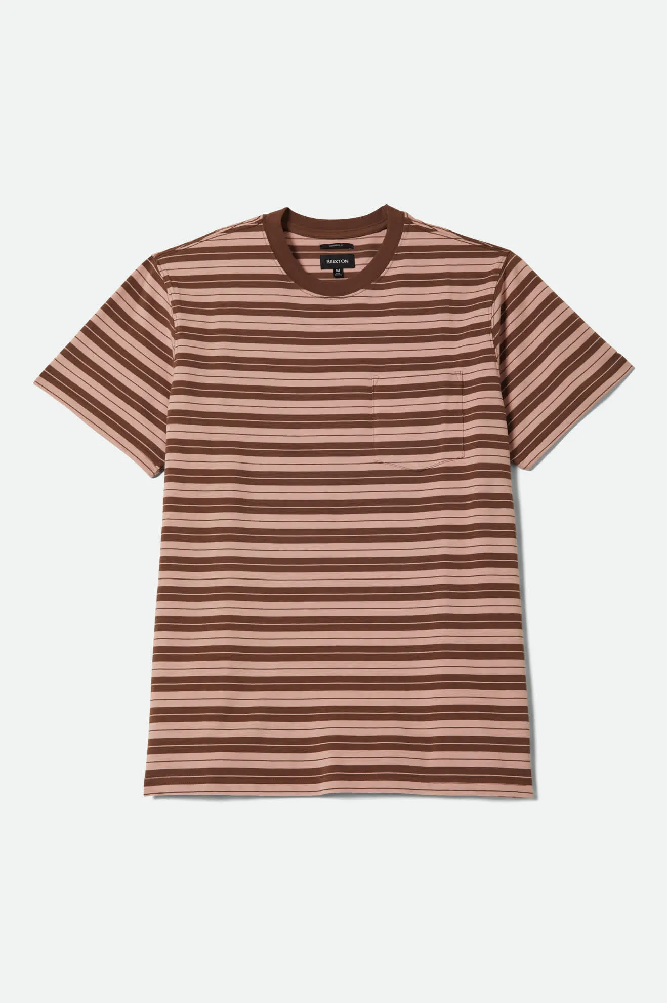 Nova Stripe Short Sleeve Pocket T-Shirt - Pinecone Brown/Silver Pink Worn Wash sold by Brixton