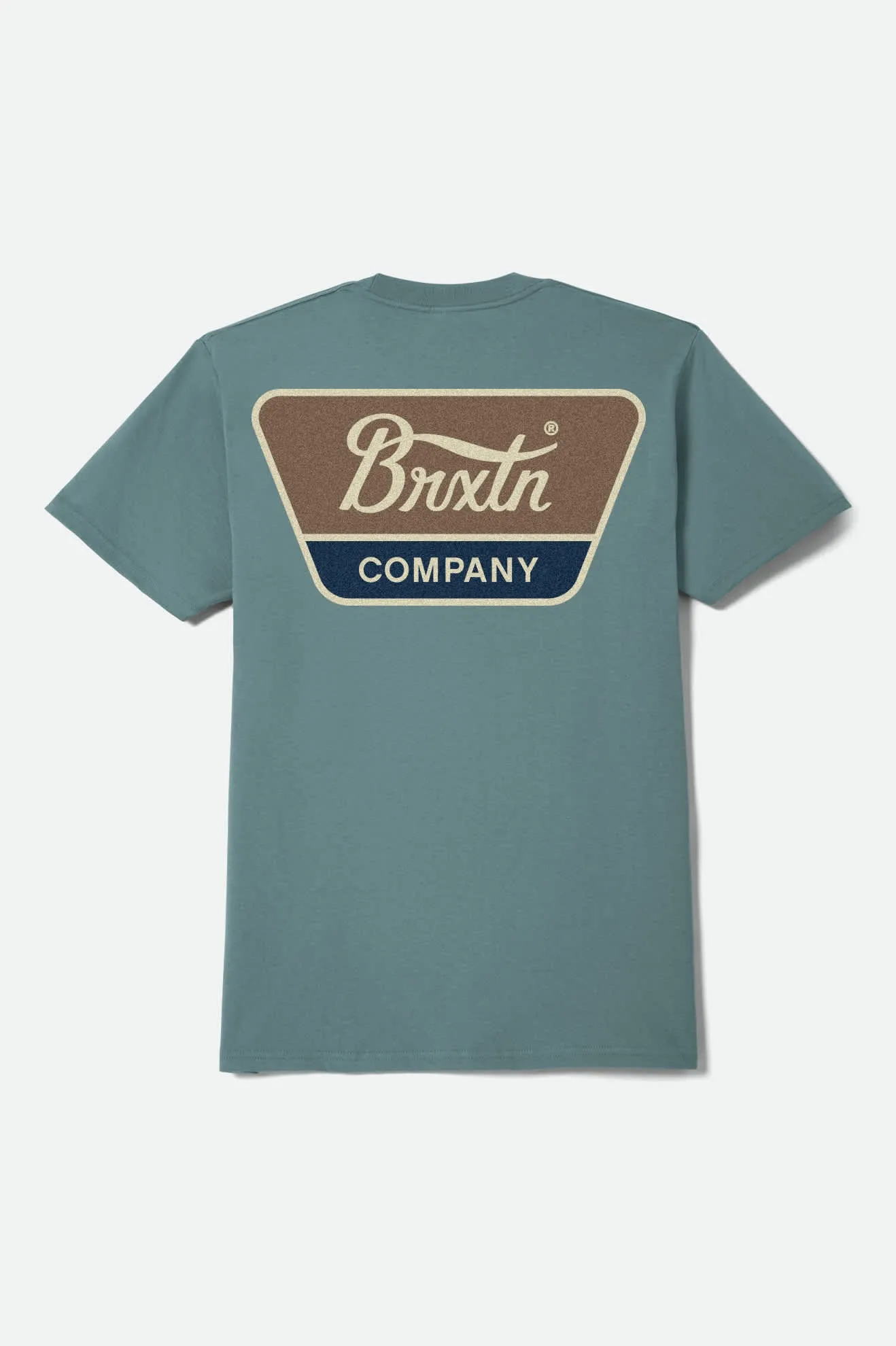 Linwood Short Sleeve Standard T-Shirt - Ocean Breeze/Brown/Dark Navy sold by Brixton