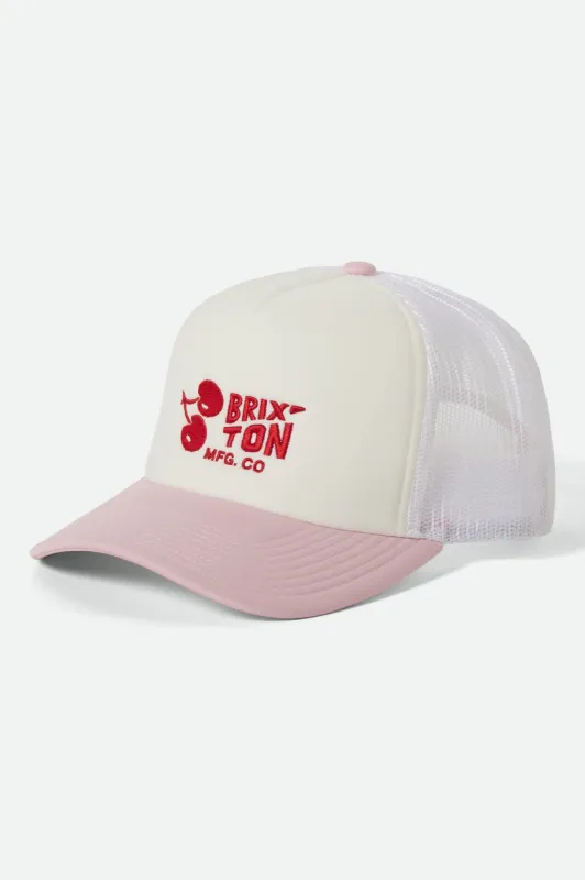 Cherry NetPlus Trucker Hat - Off White/Pink sold by Brixton