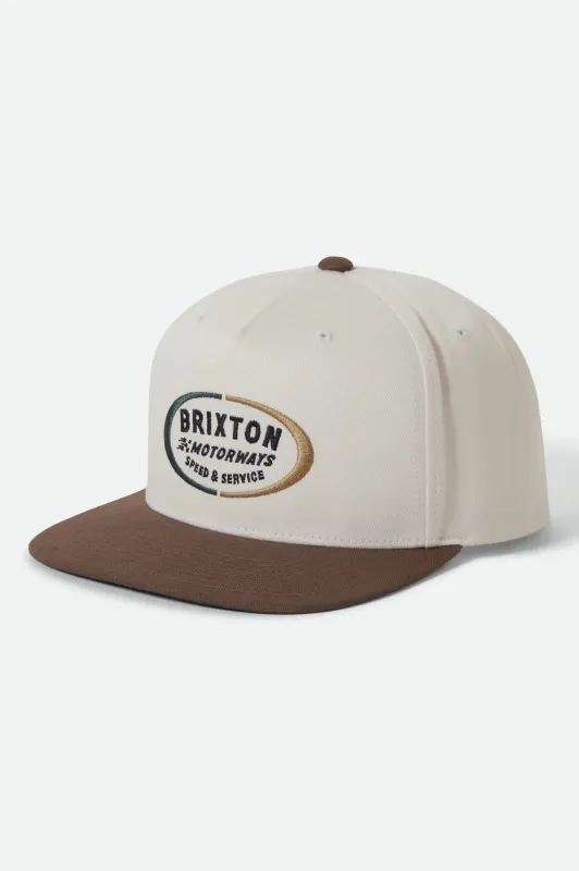 Rhett Snapback - Off White/Pinecone Brown sold by Brixton