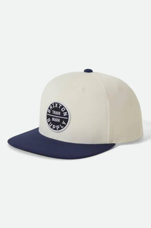 Oath III Snapback - Off White/Midnight Blue sold by Brixton