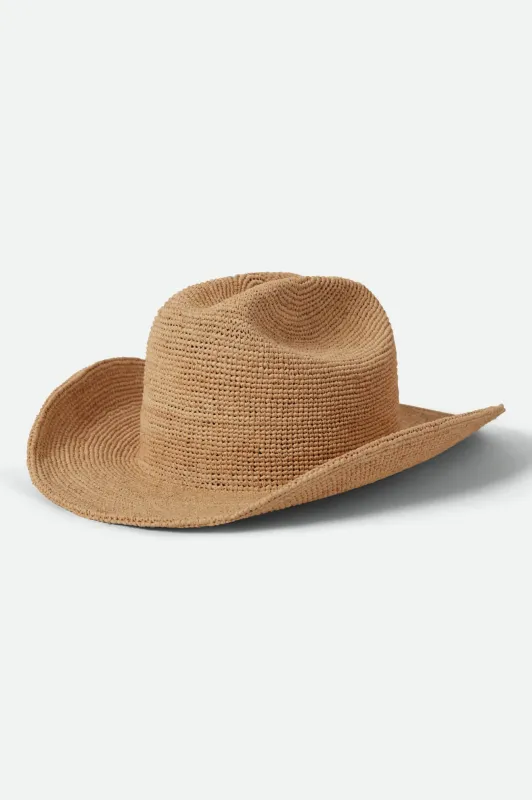 Odessa Straw Packable Cowboy Hat - Tan sold by Brixton