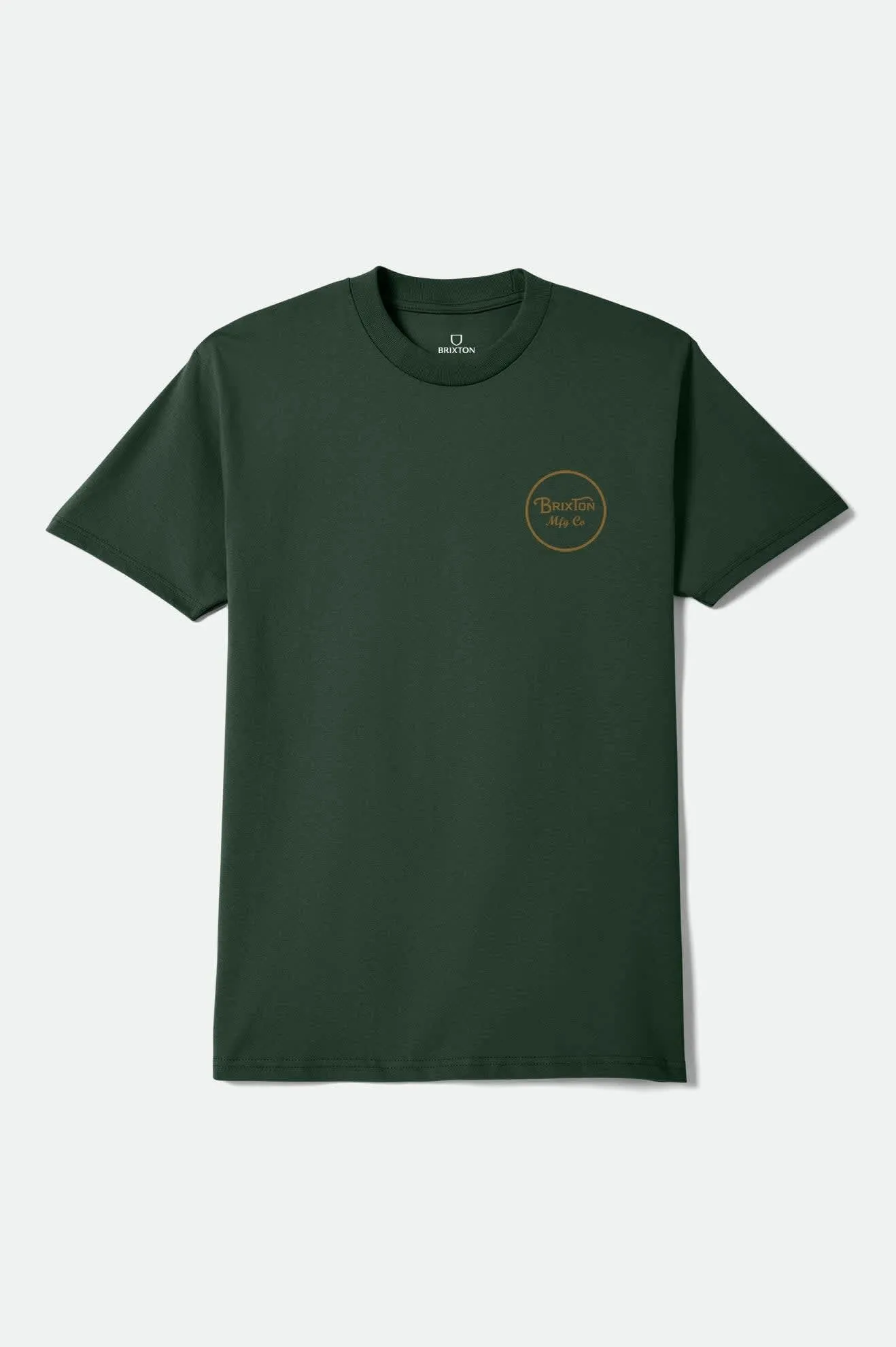 Wheeler Short Sleeve Standard T-Shirt - Forest Green/Golden Brown sold by Brixton