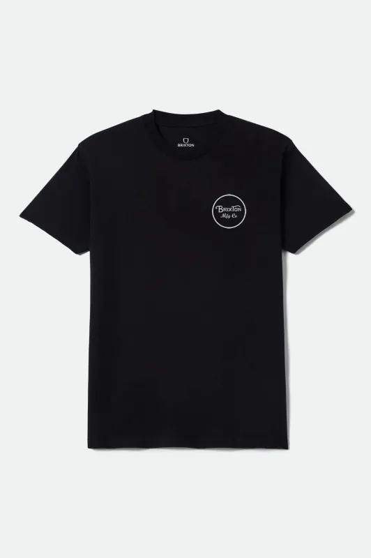 Wheeler Short Sleeve Standard T-Shirt - Black/White sold by Brixton