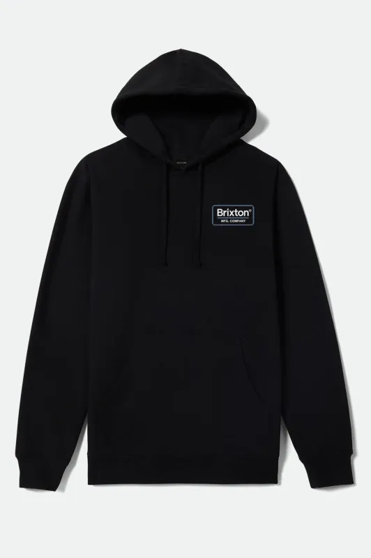 Palmer Hoodie - Black/White/Jade sold by Brixton
