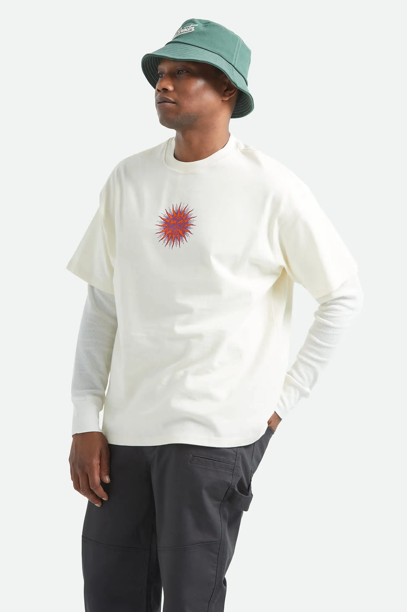 Zephyr Short Sleeve Oversized T-Shirt - Cream sold by Brixton product image thumbnail 3