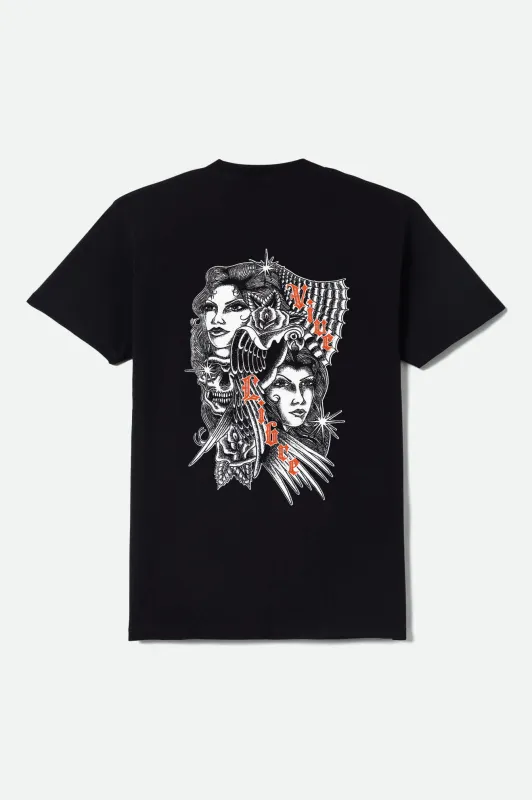 Marquis Short Sleeve T-Shirt - Black made by Brixton