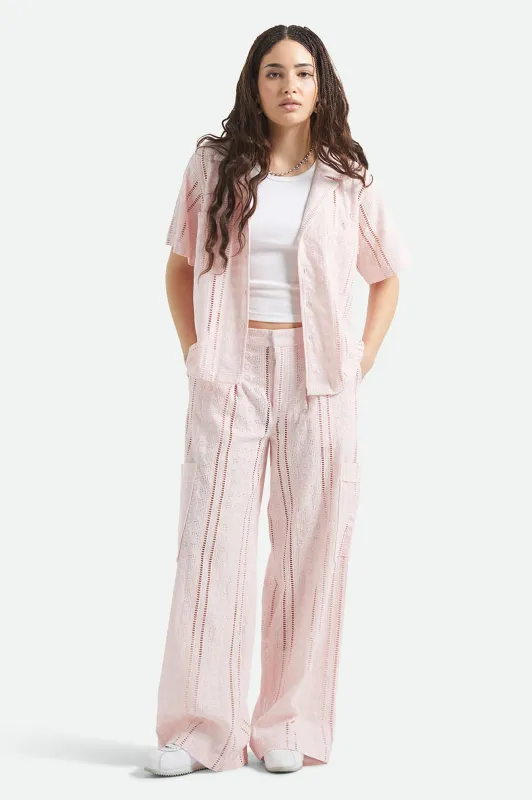 The Mercer Wide Leg Trouser Pant - Chalk Pink made by Brixton