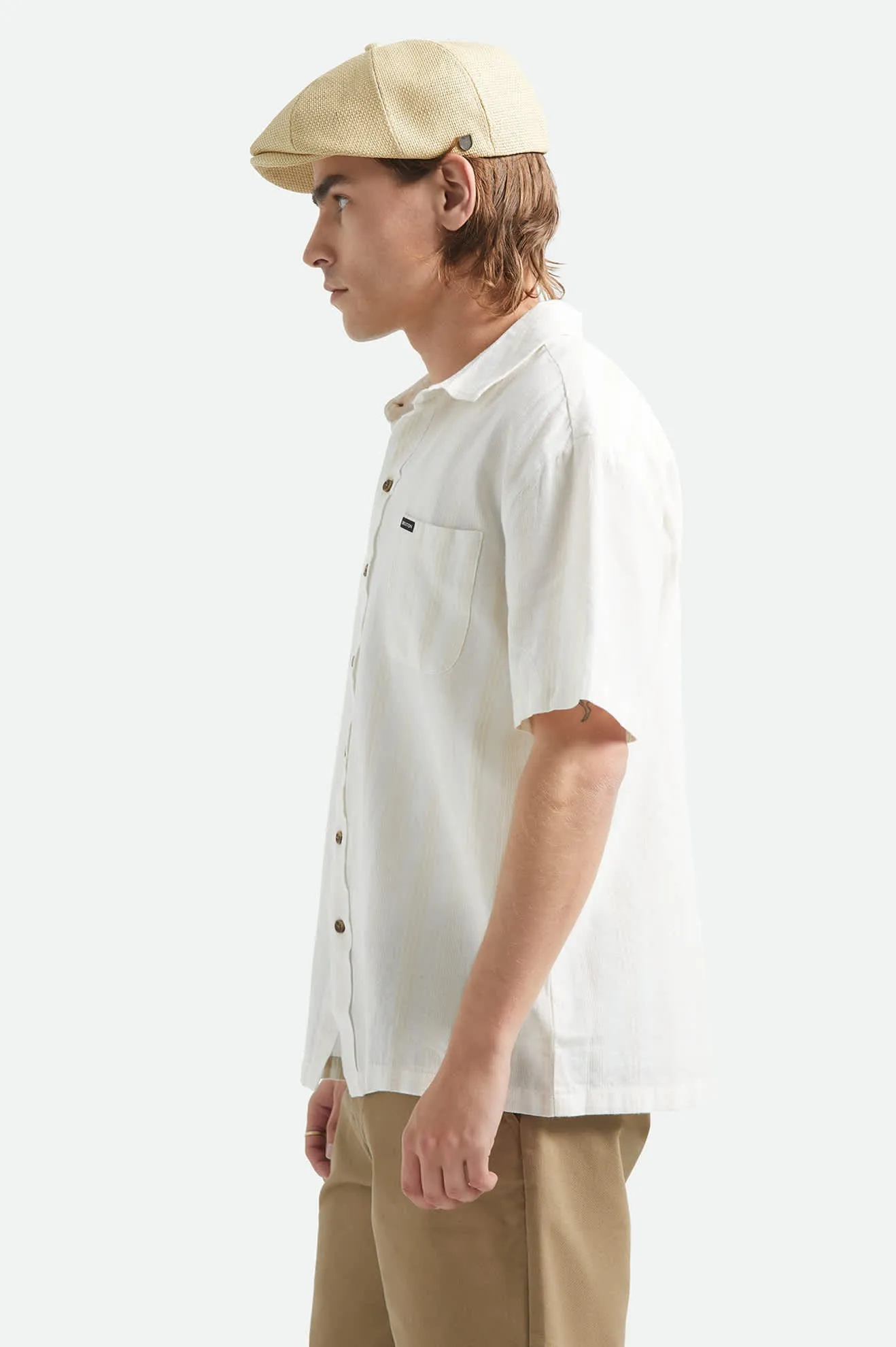 Cru Stripped Dobby Short Sleeve Shirt - Off White sold by Brixton product image thumbnail 3